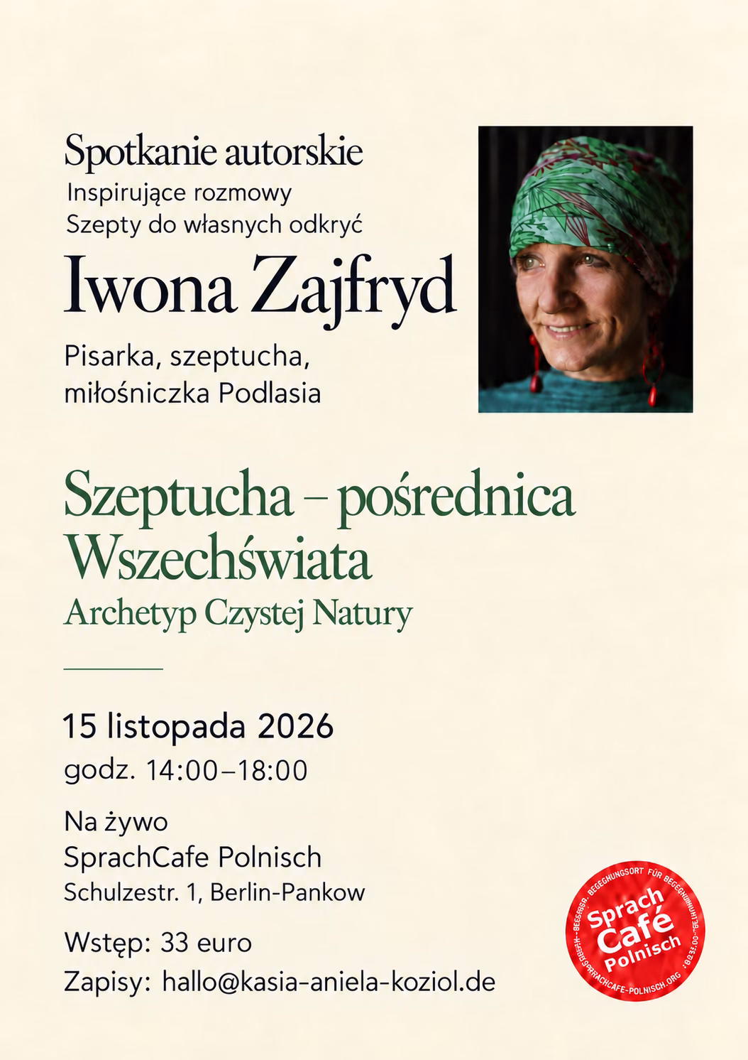 Szeptucha – pośrednica Wszechświata. Archetyp Czystej Natury – Spotkanie autorskie z Iwoną Zajfryd